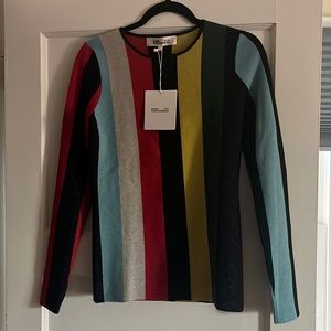 Diane Vin Furstenburg designer NTW metallic disco stripe sweater knit M